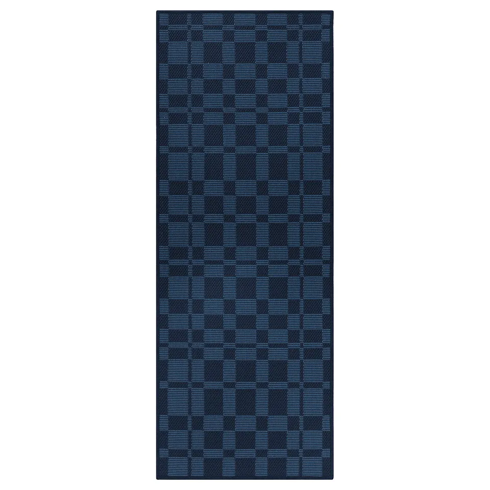 NATTÅG bath mat, black, rectangular, grid pattern, recycled polyester.