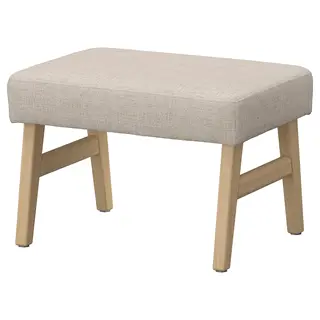 EKENÄSET footstool, oak effect/Kilanda light beige, Height 40 x Width 59 x Depth 43 cm