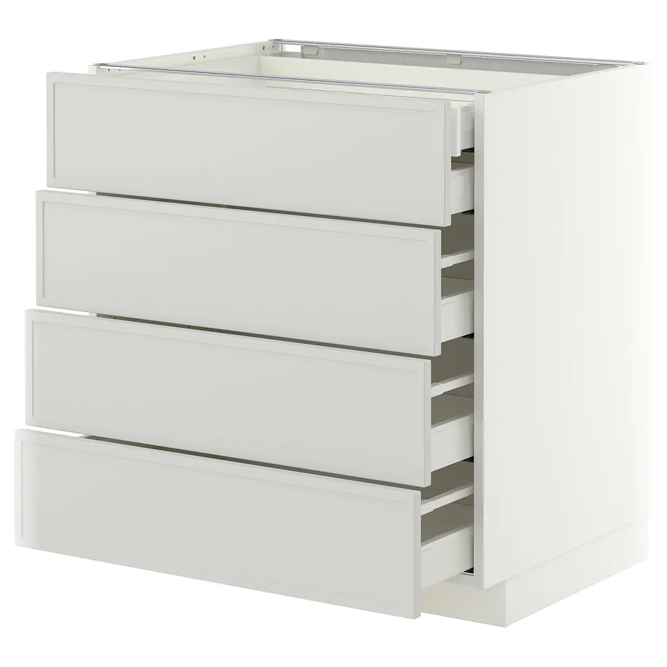 METOD / MAXIMERA Base cb 4 frnts/2 low/3 md drwrs, white/Aspudden light grey, 80x60x80 cm