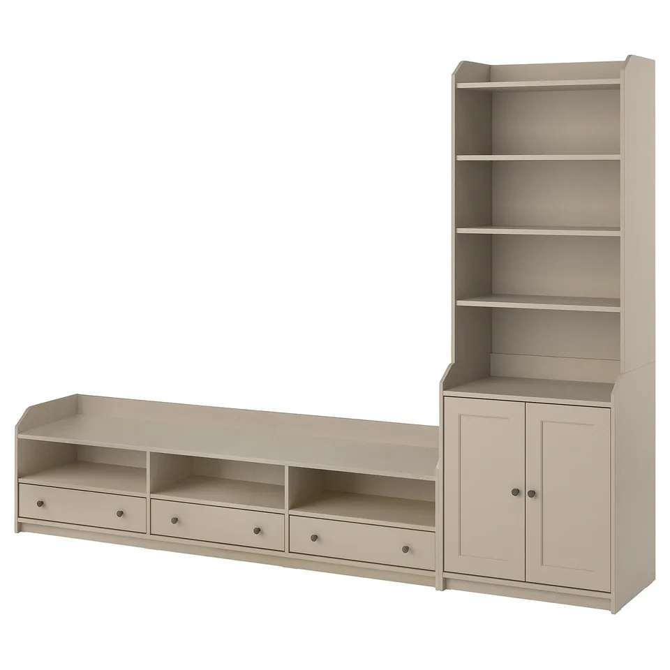 HAUGA TV/storage combination, beige, 276x46x199 cm
