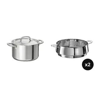 IKEA/STABIL set: pot with lid + steamer insert x2