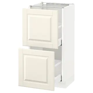 METOD / MAXIMERA base cabinet with 2 drawers, white/Bodbyn off-white, 40x37x80 cm