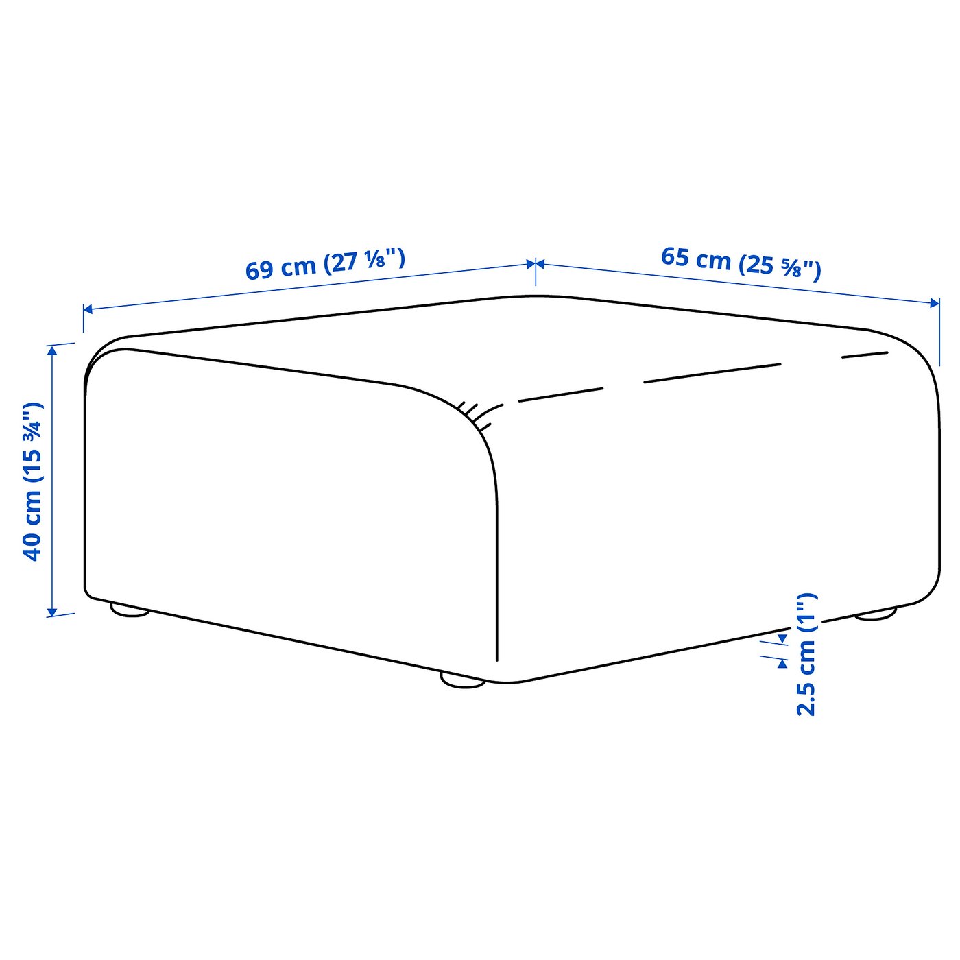 Illustration with measurements for the product: STOCKHOLM 2025.