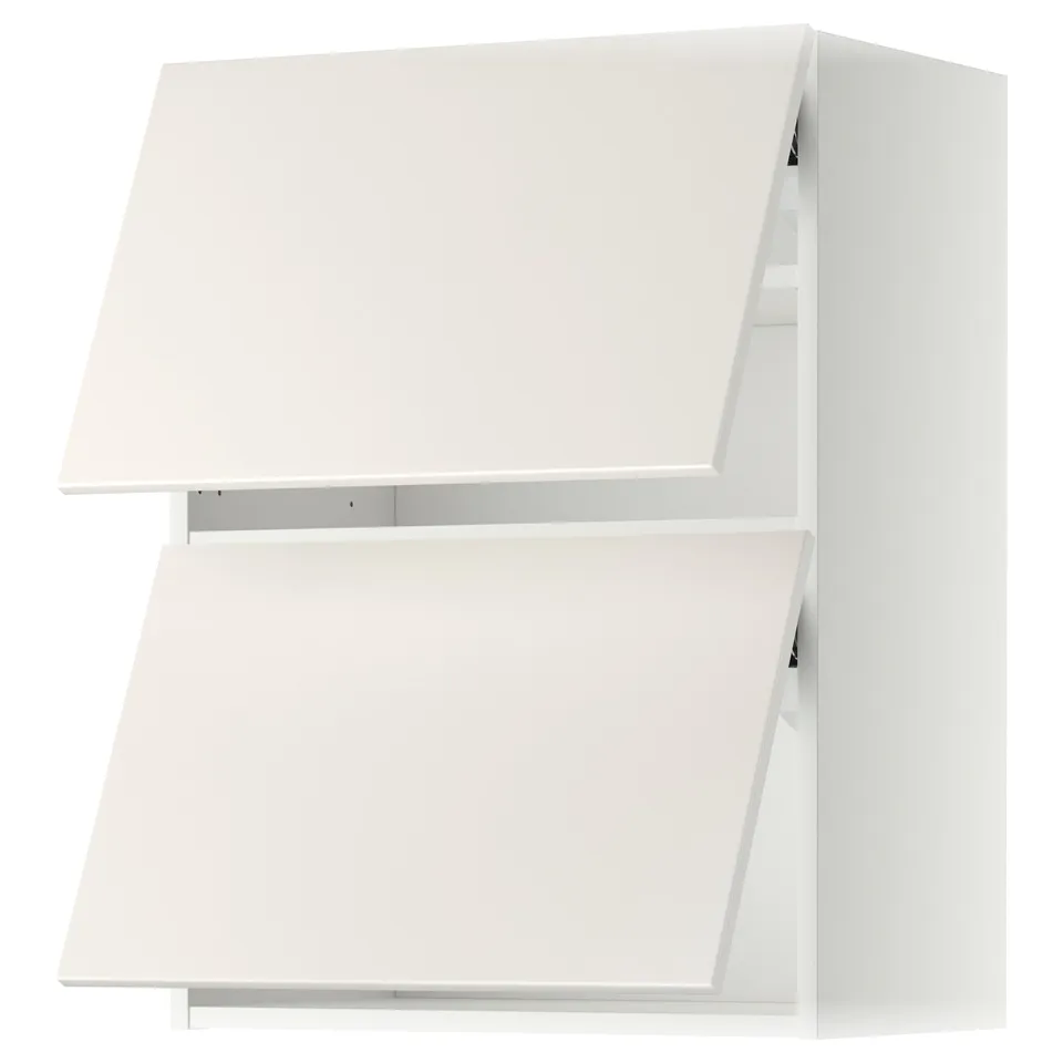 White METOD kitchen cabinet set. Includes smooth modern doors and sturdy frame. Square, minimalist design with clean lines.
