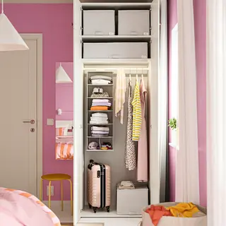 LASTARE/STUK set: wardrobe combination + storage case x2 + storage case + hanging storage with 7 compartments