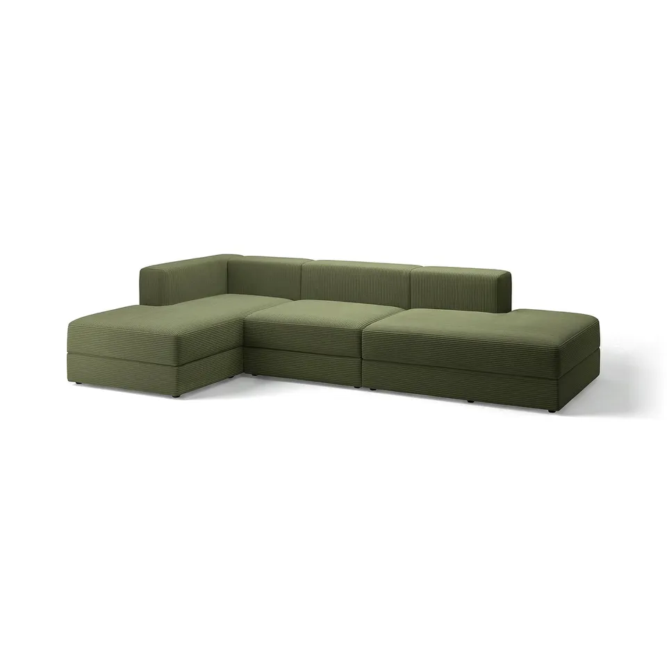JÄTTEBO olive green modular sofa, rectangle shape, soft fabric, modern design.