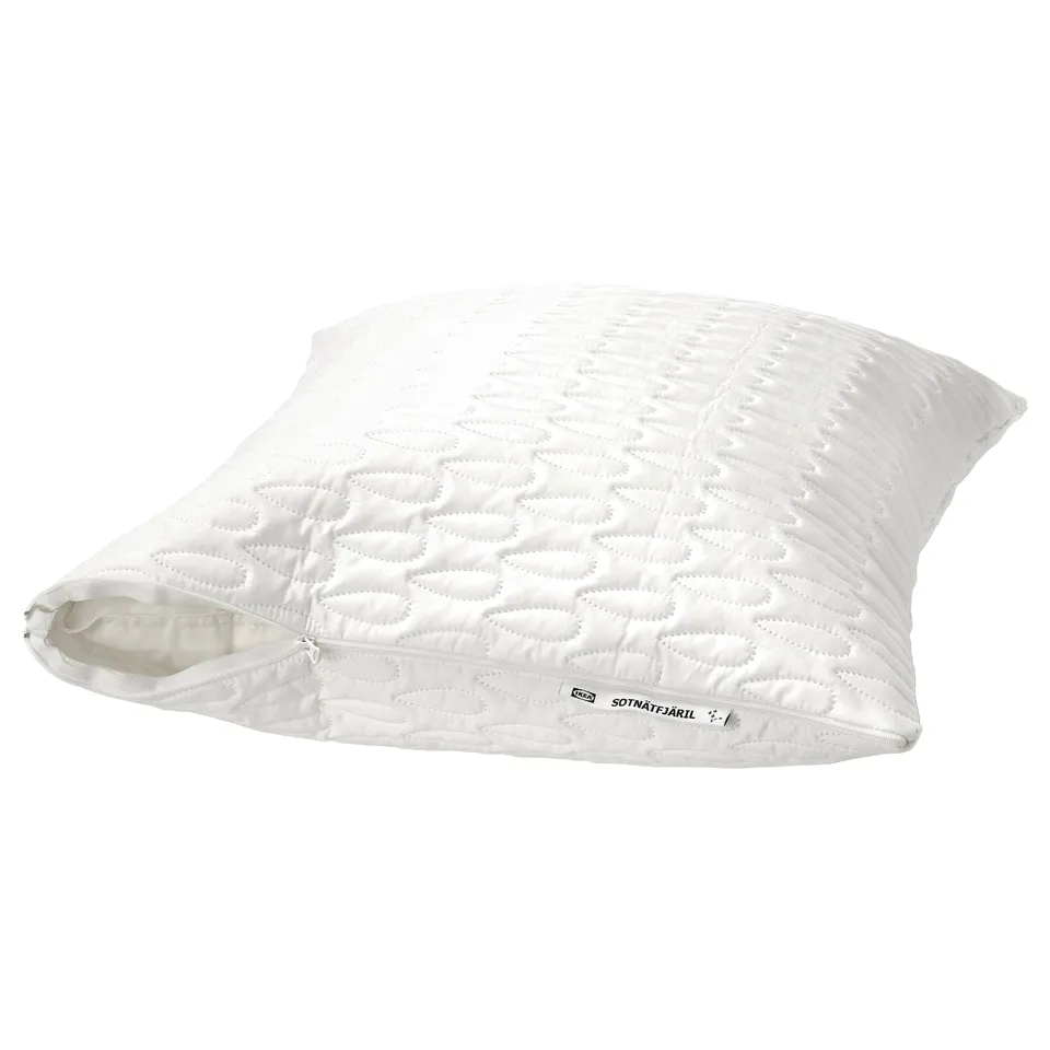 White ikea SOTNÄTFJÄRIL pillow protector with quilted design for comfort and protection.