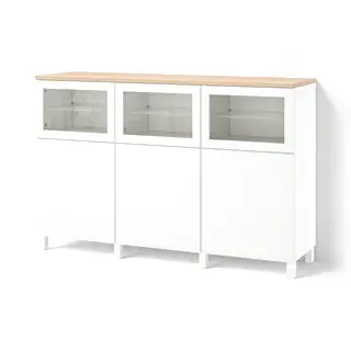 BESTÅ storage combination with doors, Lappviken/Stubbarp/Sindvik white clear glass, 180x42x114 cm