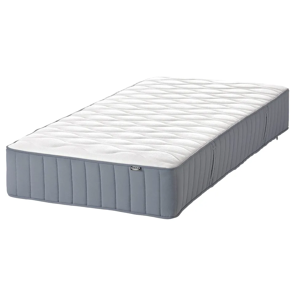 LYNGÖR Divan bed, Vågstranda extra firm/light blue dark grey, 90x200 cm