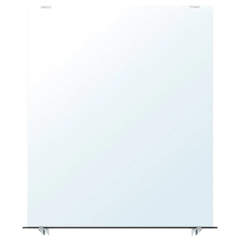NYSJÖN wall mirror with glass shelf, silver.