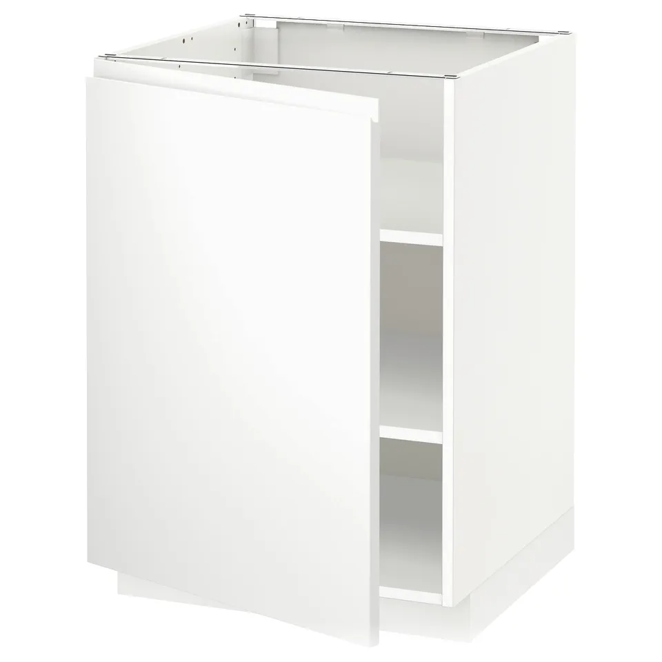 White kitchen cabinet, modern design, minimalist, clean lines.