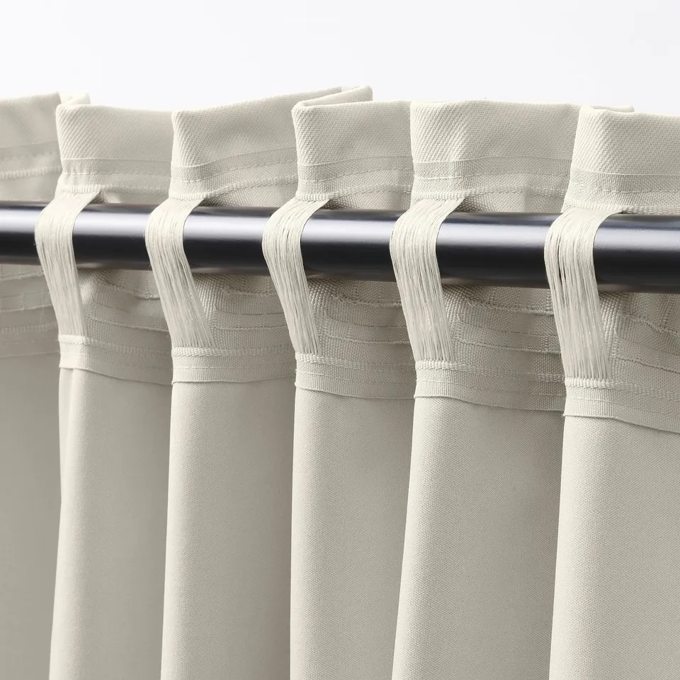 KORGMOTT Block-out curtains, 1 pair, beige/with heading tape, 145x250 cm