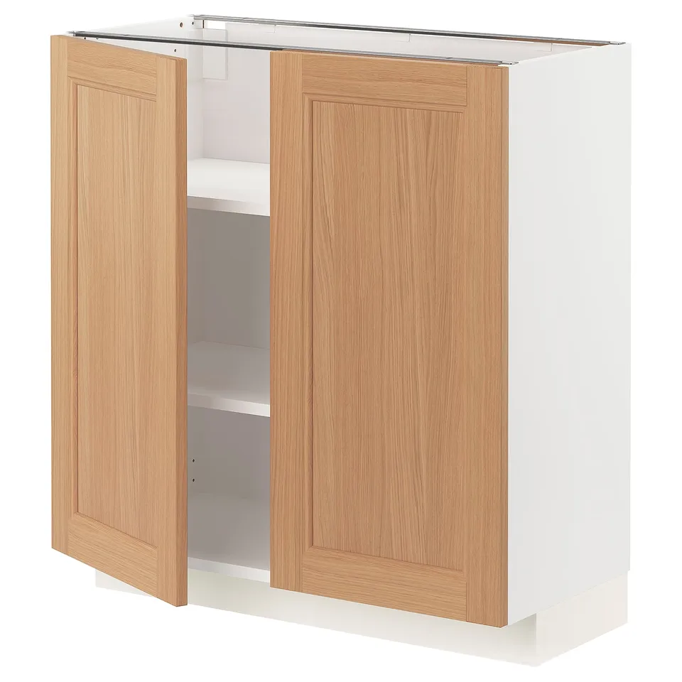 Ikea METOD kitchen cabinet, white oak, rectangular, two doors, adjustable shelves.