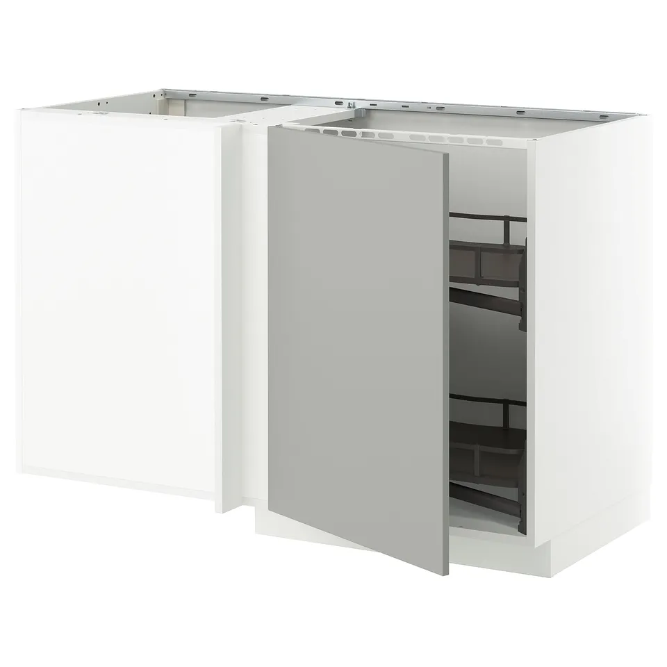 METOD white kitchen cabinet, light grey front, square shape, modern design.
