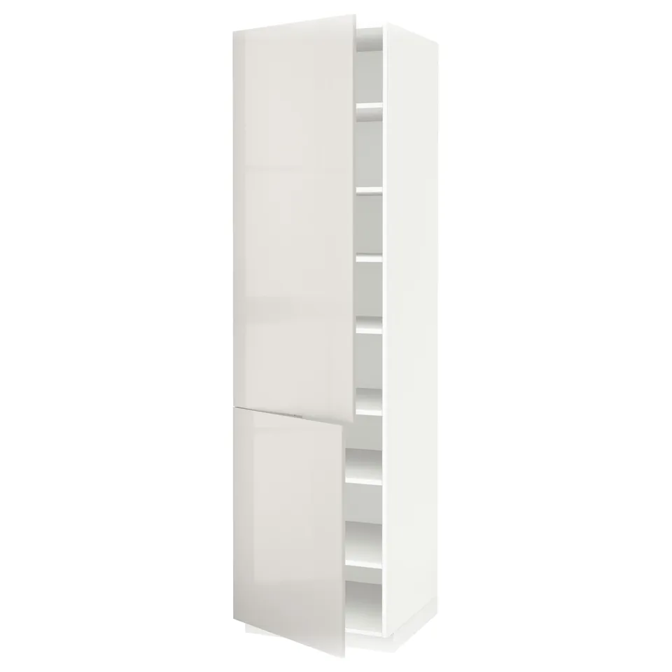 METOD high gloss white cabinet with adjustable shelves, modern, sleek design.