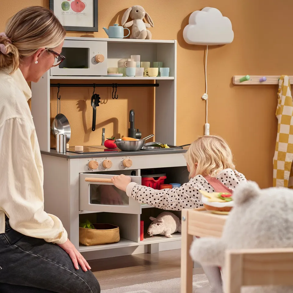 SILLTRUT Kitchen for children, grey, 68x40x100 cm