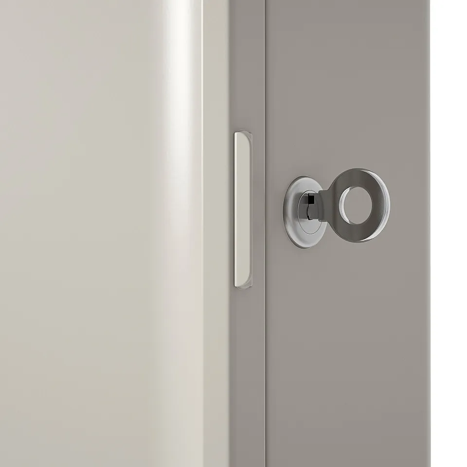 HUSBYÅN Wall cabinet, grey-beige, 28x11x37.5 cm