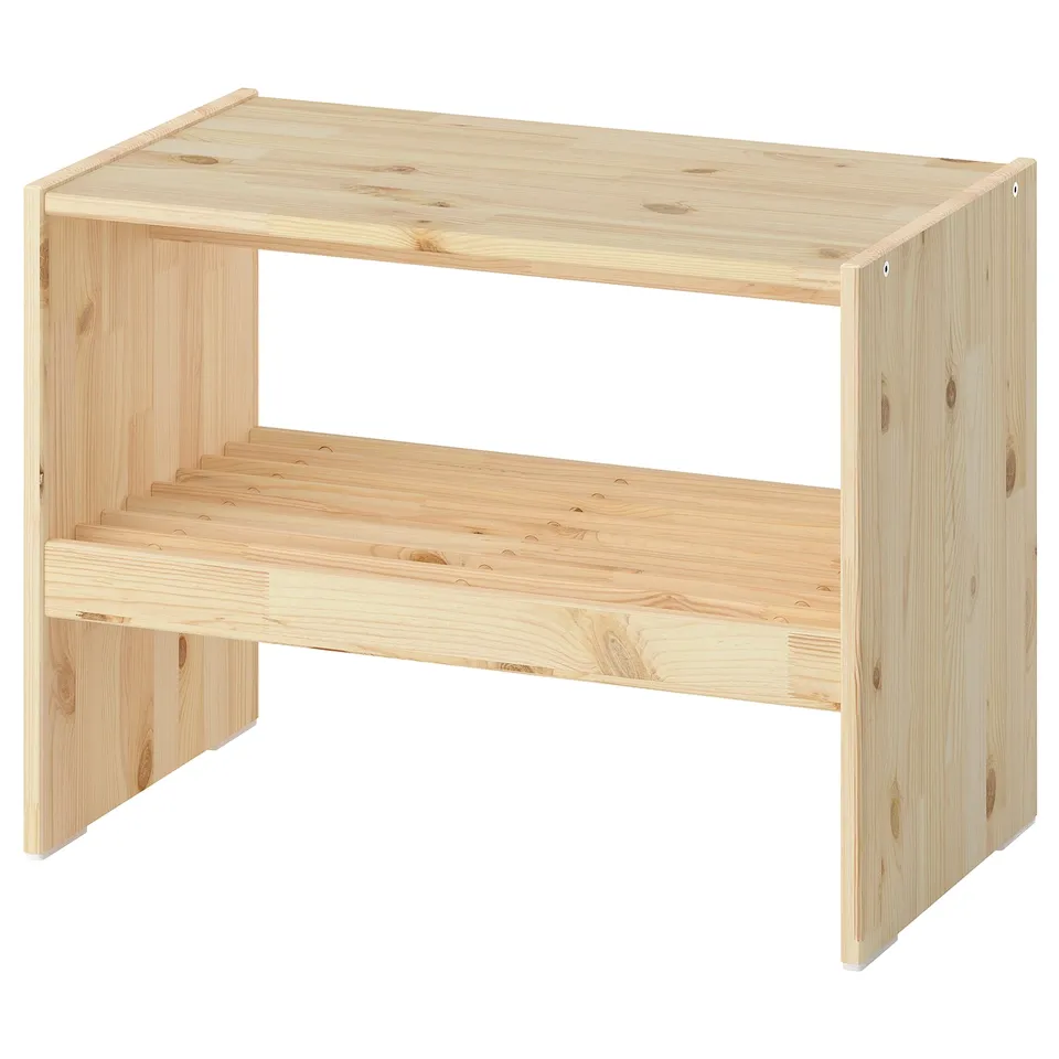 RAGGBERG wooden bench, light natural shade, pine, rectangular, simple design.