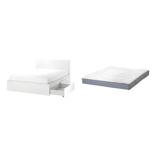 MALM/VESTERÖY Bed with 20cm thick mattress, pocket sprung, foam, extra firm