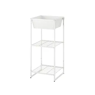 JOSTEIN shelving unit with container, in/outdoor/wire white, 41x40x90 cm