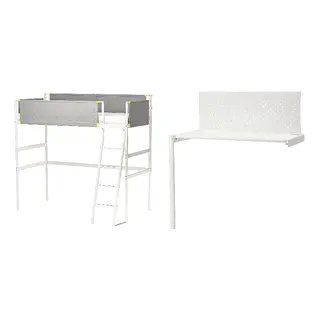 VITVAL set: loft bed frame + desk top