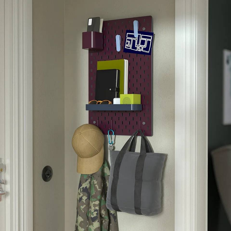 SKÅDIS Pegboard combination, double sided/multicolour, 36x56 cm