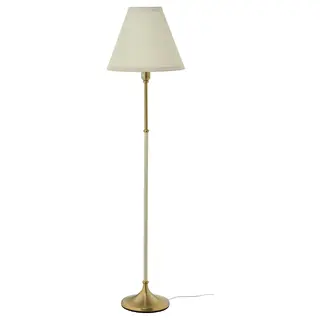 FLYGHÖJD floor lamp, brass/beige, Height 143 cm