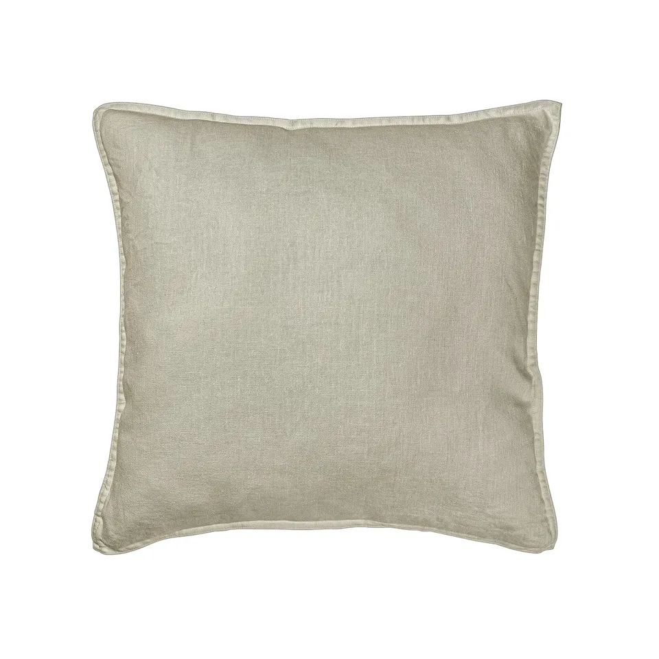 A square beige DYTÅG linen cushion with a zip closure, showcasing a casual, rustic design with natural texture.