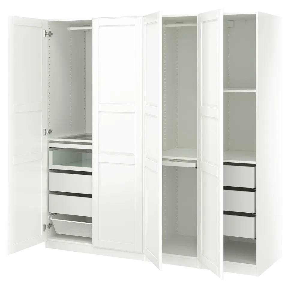 PAX / TYSSEDAL Wardrobe combination, white white/white, 200x60x201 cm