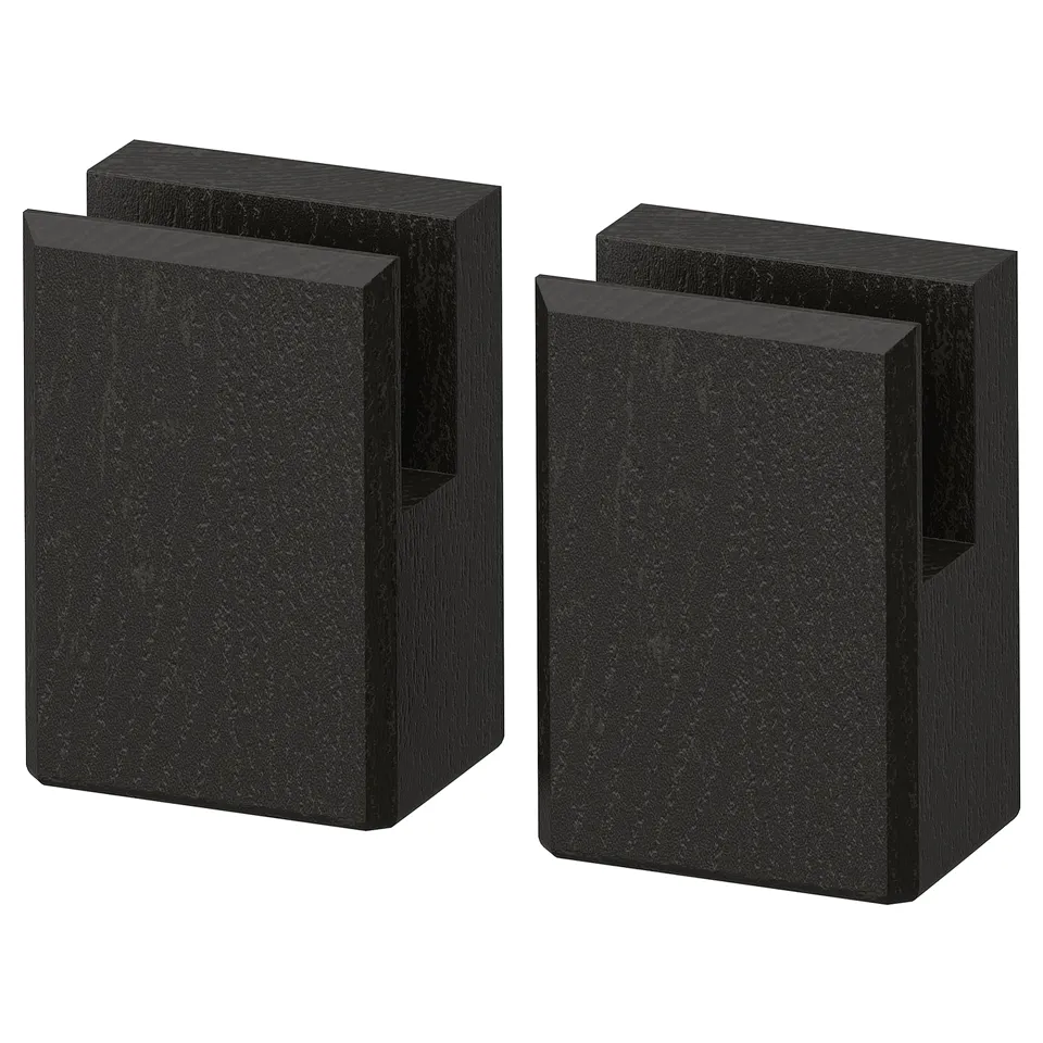 Two black ash wooden blocks, rectangular, with bevelled edges.