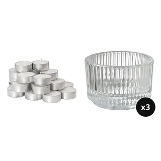tealight(unscented) + circle tealight holder ×3