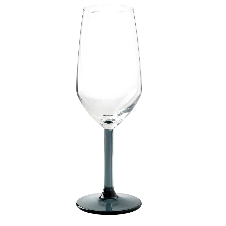 RÖDRÄKA Champagne glass, blue-grey/clear glass, 25 cl
