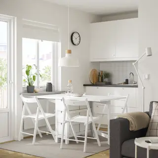 FRÖSVI/NORDEN set: gateleg table + folding chair x4