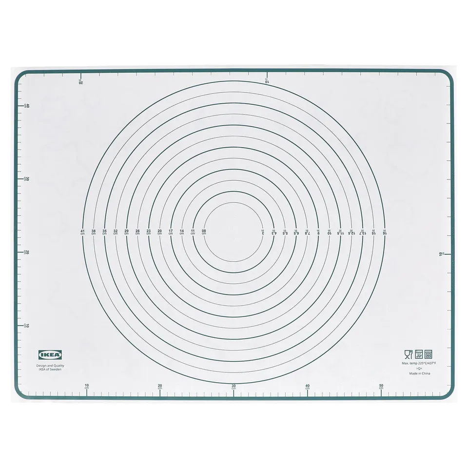 Ikea BAKTRADITION baking mat, white with green border; silicone.