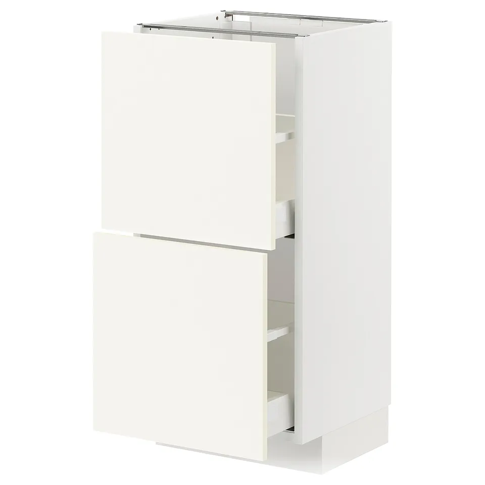 White METOD kitchen cabinet, sleek design with smooth drawer fronts.