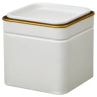 BLOMNING tin with lid, off-white for coffee/tea, 10x10x10 cm