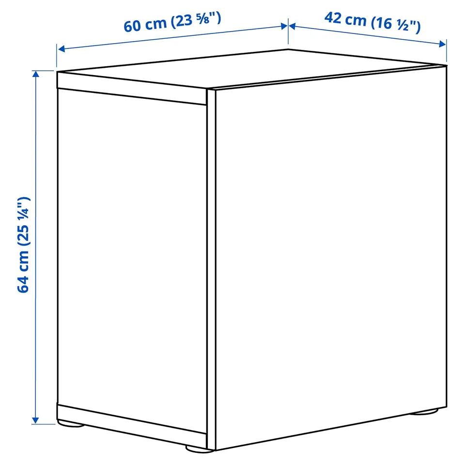 Illustration with measurements for the product: BESTÅ.