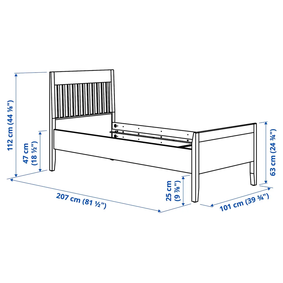 Illustration with measurements for the product: IDANÄS.