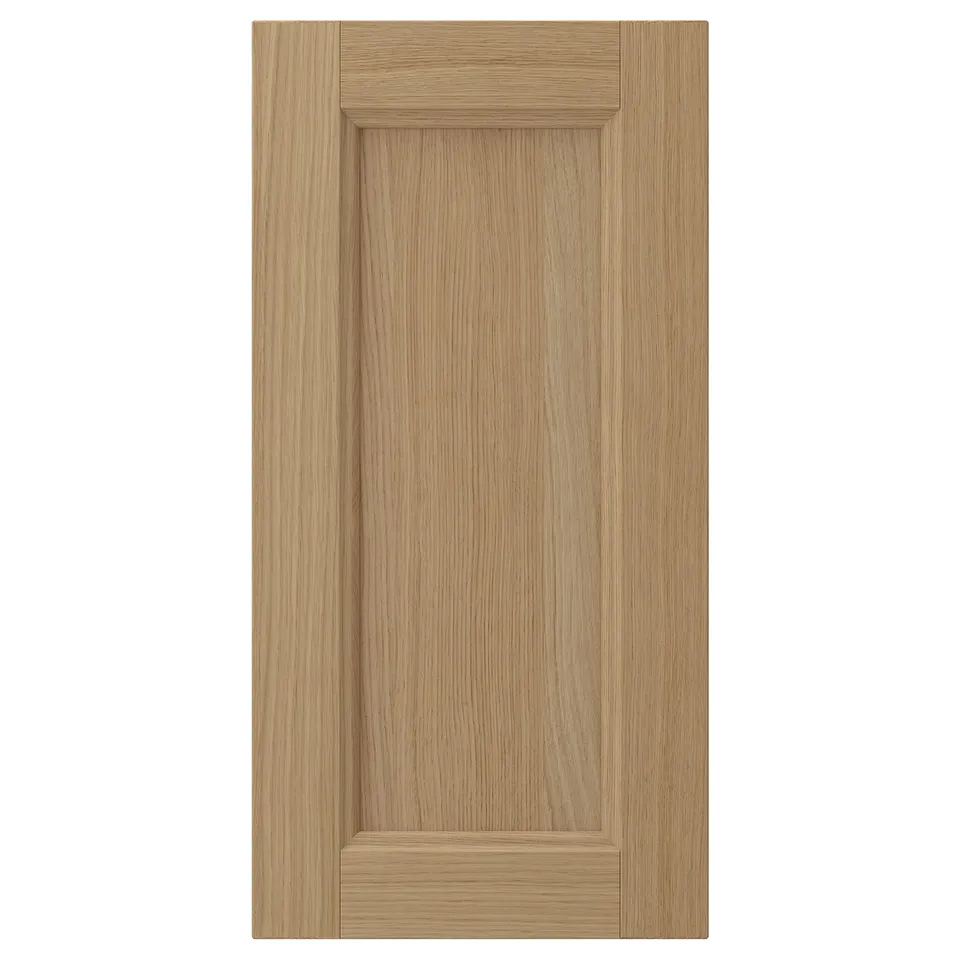 VEDHAMN oak wooden cabinet door, rectangular with natural finish.