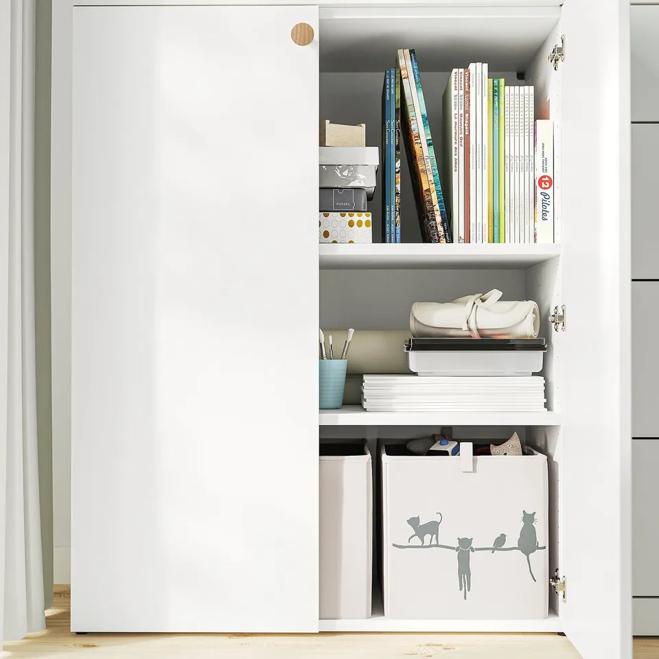 LASTARE Storage combination, white/table, 260x42x201 cm