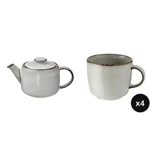 teapot x1 + mug x4 set: teapot + mug ×4