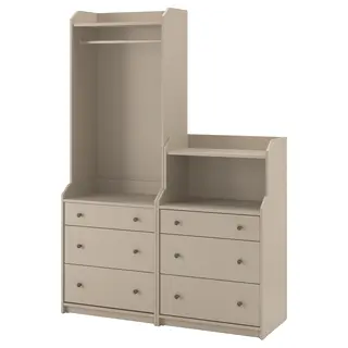 HAUGA storage combination, beige, Depth 46 x Height 199 x Width 140 cm