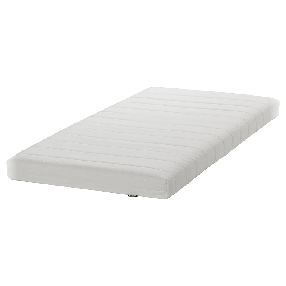 White FYRESDAL foam mattress, rectangular, simple design.