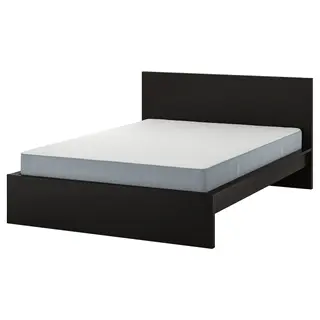 MALM bed frame with mattress, black-brown/Vesteröy extra firm, Length 209 x Width 196 x Height 100 cm