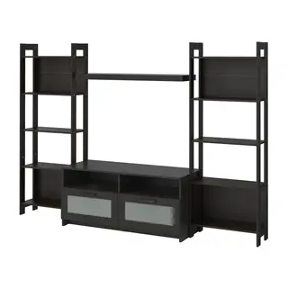 LAIVA / BRIMNES TV storage combination, black-brown, 244x41x165 cm