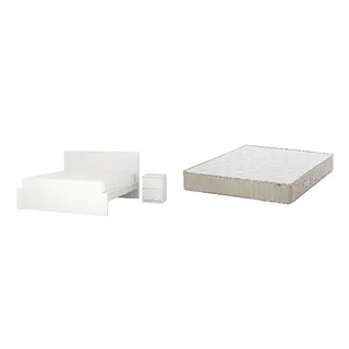 MALM/VATNESTRÖM Bed with 26cm thick mattress, pocket sprung, natural materials,5 comfort zones, extra firm