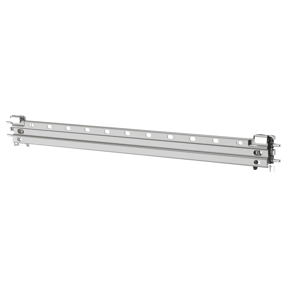 LÄTTHET silver rail hardware for platsa storage, galvanised steel, hooks for wall mounting.