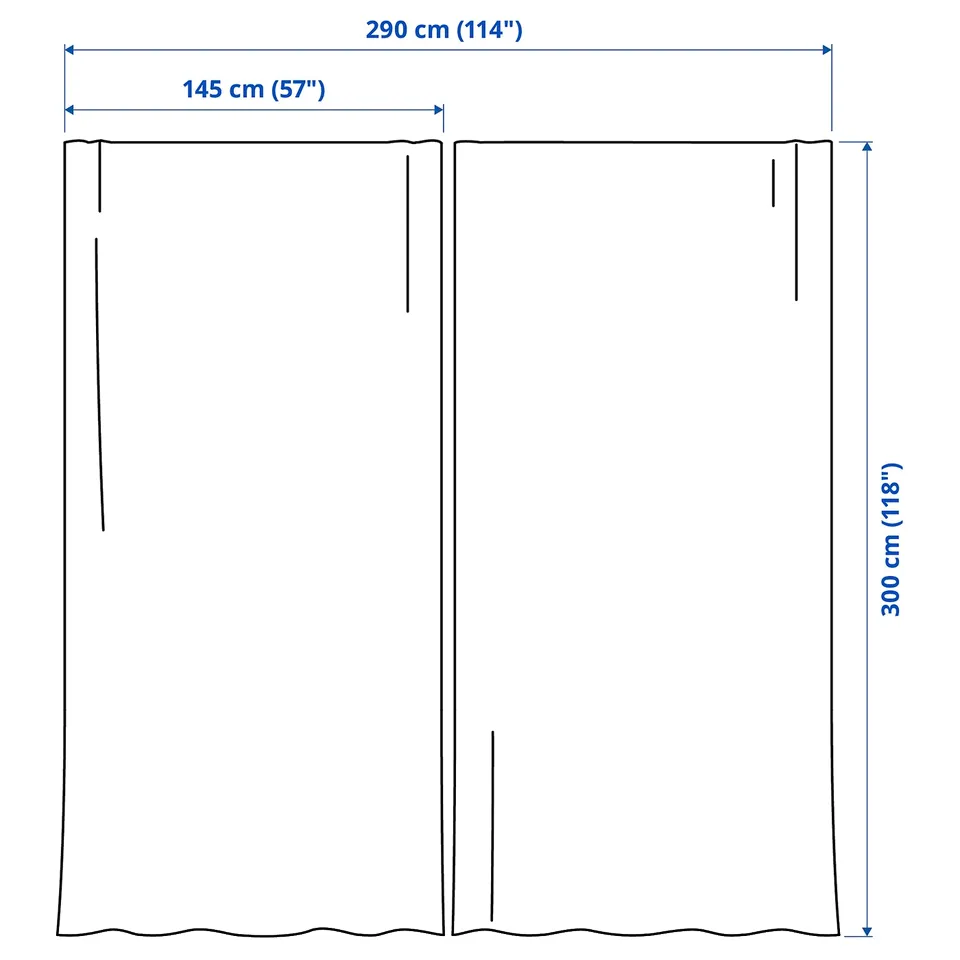HÄGGVECKMAL Room darkening curtains, 1 pair, beige/with heading tape, 145x300 cm