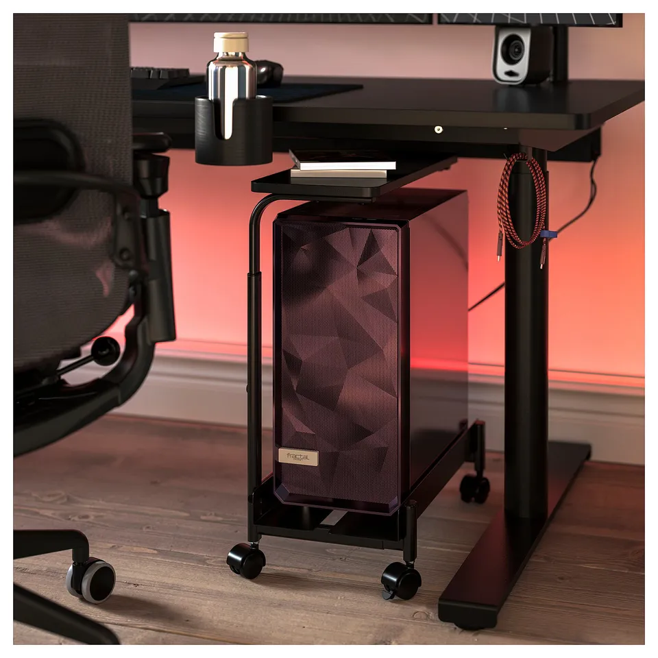 LÅNESPELARE Computer cart with shelf, black, 50x27 cm
