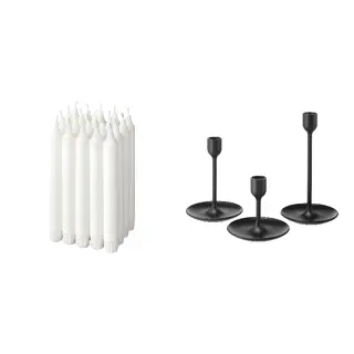 FULLTALIG/JUBLA set: unscented chandelier candle + candlestick, set of 3